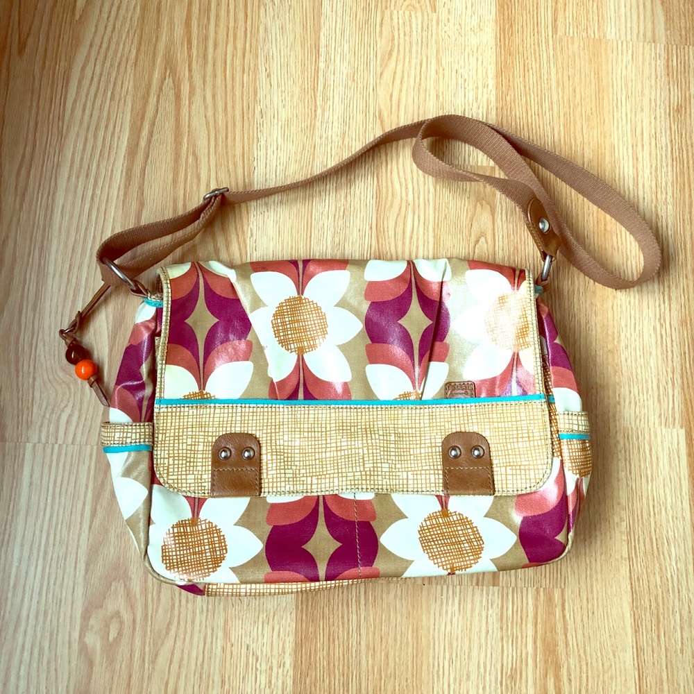 Key-per Multi Floral Coated Canvas Messenger Bag